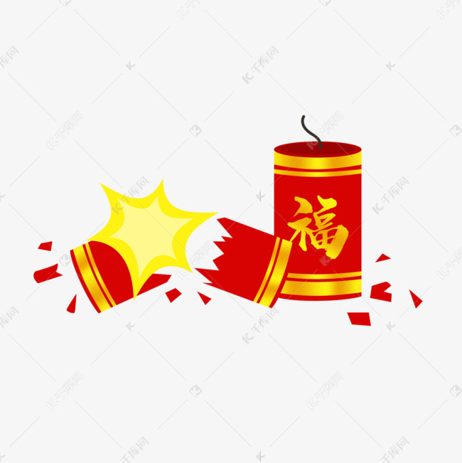 新年炸开的红色爆竹