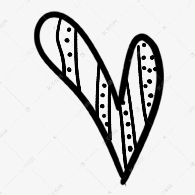 竖线条创意黑白涂鸦爱心