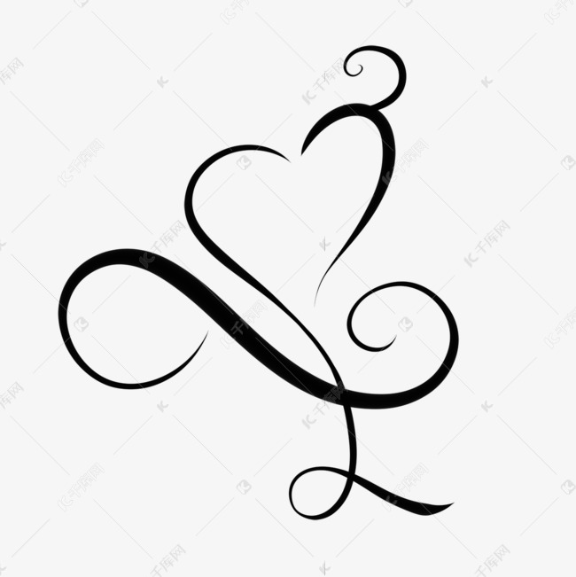 爱心线条画曲线小心心