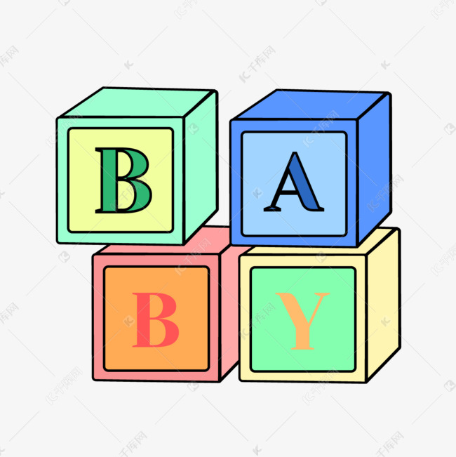 手绘卡通字母块