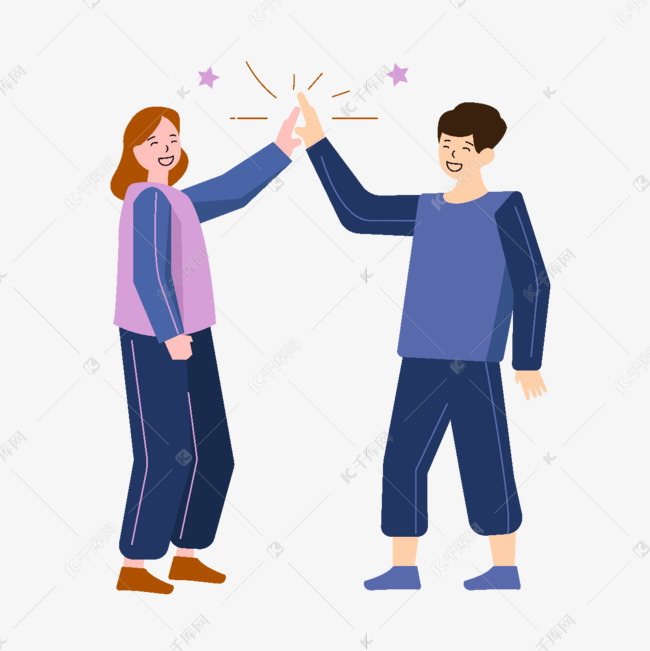 人物卡通击掌插画社交