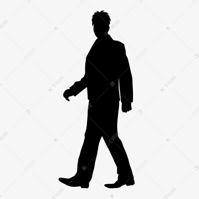 男士黑色剪影侧面角度行走姿势