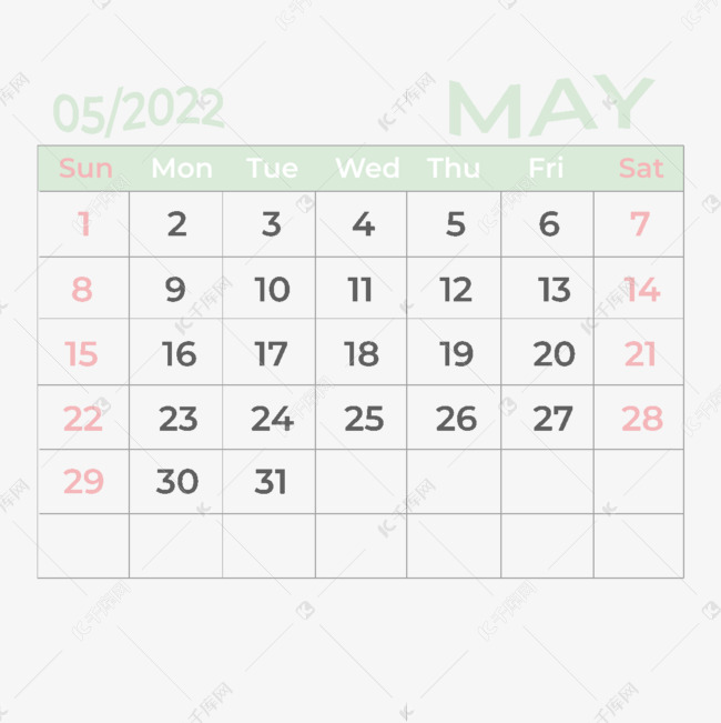 22年5月绿色日历素材图片免费下载 高清psd 千库网 图片编号
