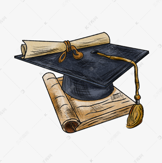 知识教育素描学士帽