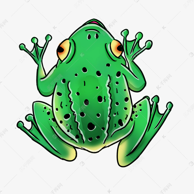 卡通风格可爱青绿色趴地蟾蜍剪贴