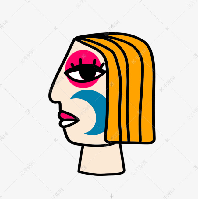 抽象超现实脸部侧面图