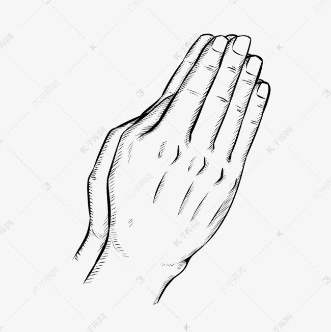 祈祷传统手势素描