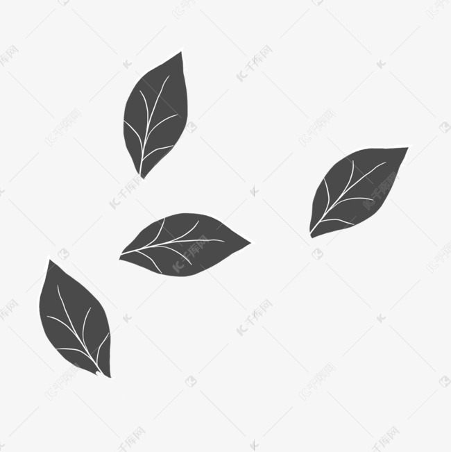 飘落的树叶创意黑白单色涂鸦