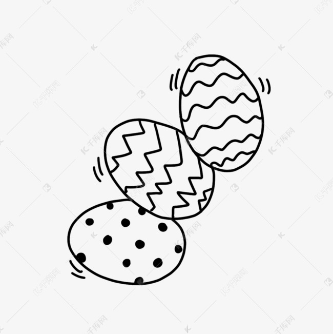 可爱的鸡蛋复活节涂鸦线描风彩蛋