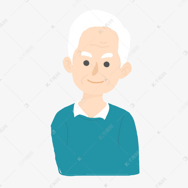 可爱卡通白头发祖父画像