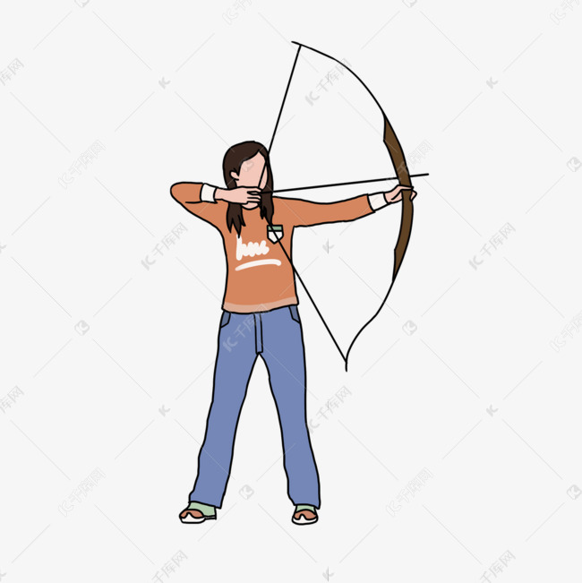 射箭红色女人物剪贴画