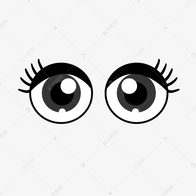可爱卡通眼睛剪贴画黑白