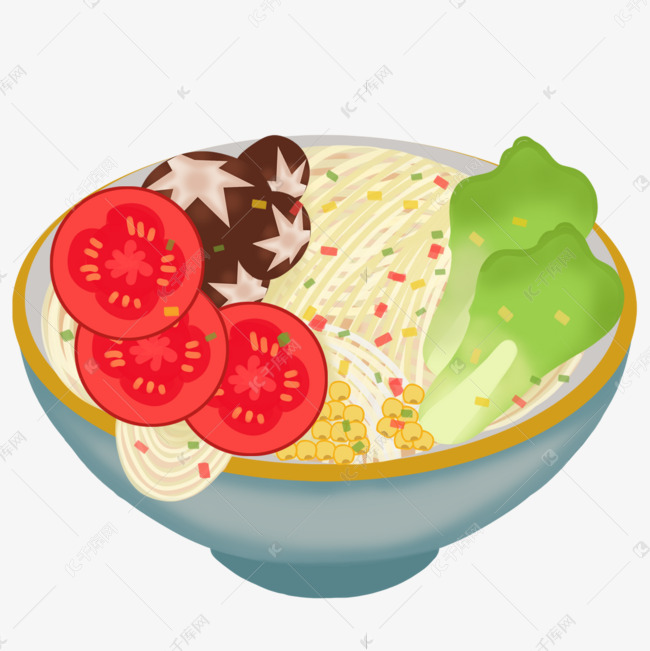 西红柿香菇青菜玉米拉面剪贴画