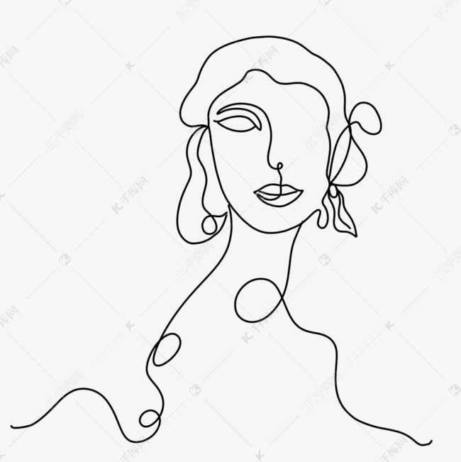 抽象线稿人脸半边脸画像