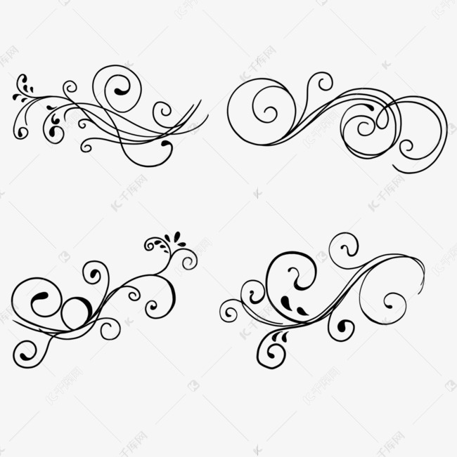 复古雕刻花纹装饰图案线稿