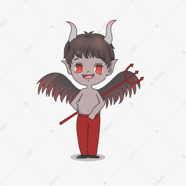卡通邪恶恶魔小男孩