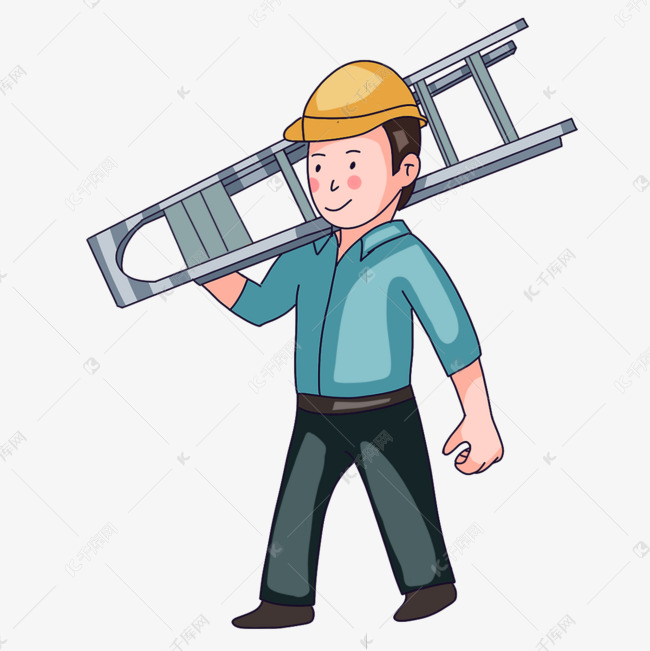 扛梯子的电工剪贴画