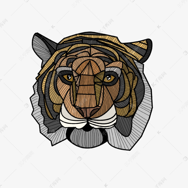 老虎抽象动物禅绕画