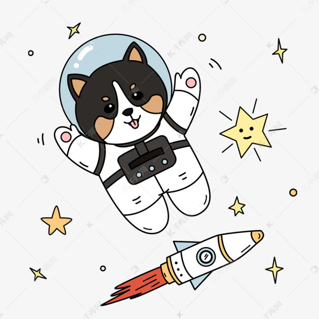 欢乐的柯基动物宇宙宇航员