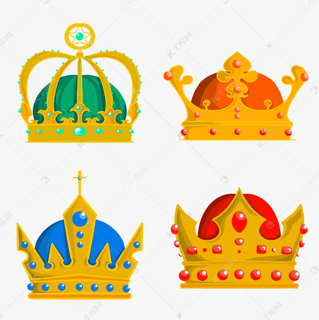 四色卡通风格宝石王冠素材图片免费下载 高清psd 千库网 图片编号