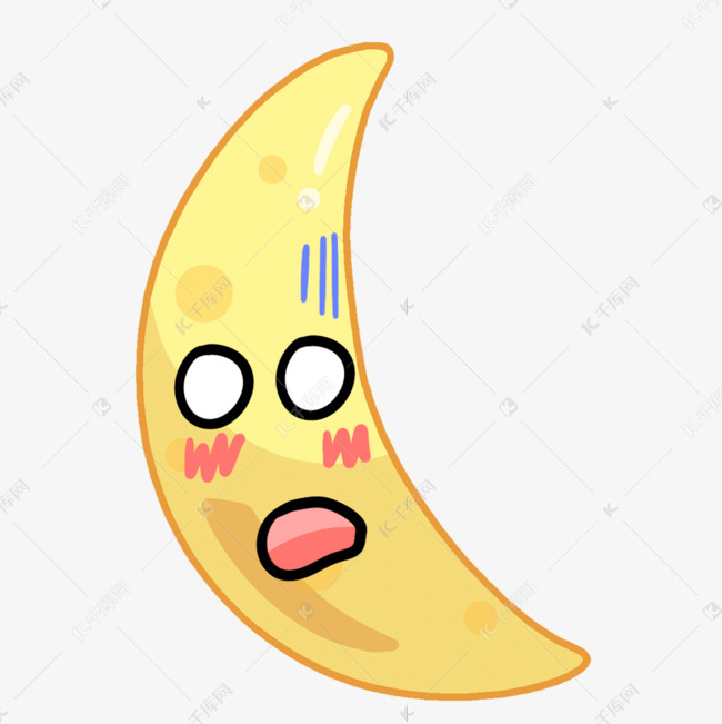 张大嘴很惊讶可爱卡通月亮