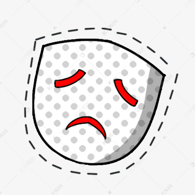 白色哭脸卡通波普电影贴纸