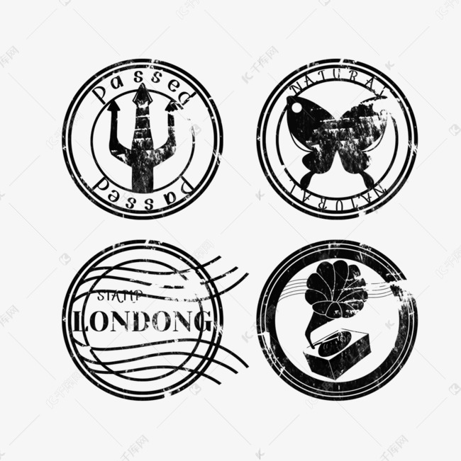 特色黑白简约图形邮戳