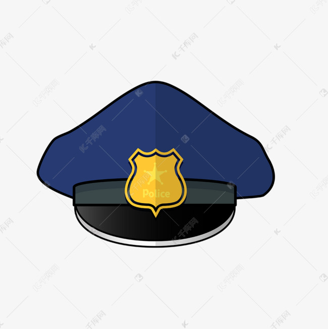 蓝色遮光警察帽剪贴画素材图片免费下载-千库网