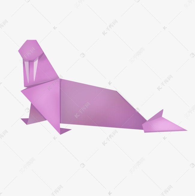 卡通折纸动物海象