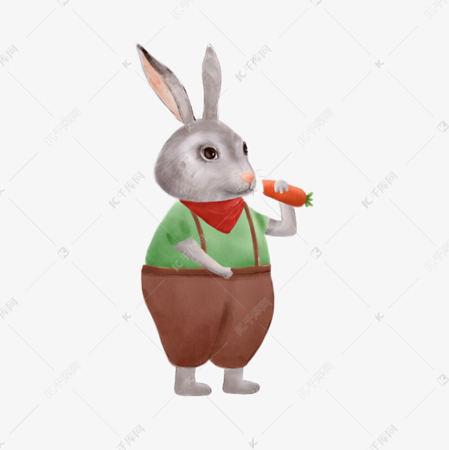 小灰兔水彩可爱晕染动物素材图片免费下载 千库网