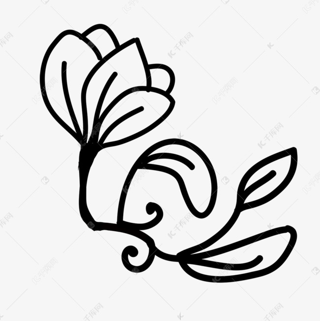 黑色线稿花朵装饰