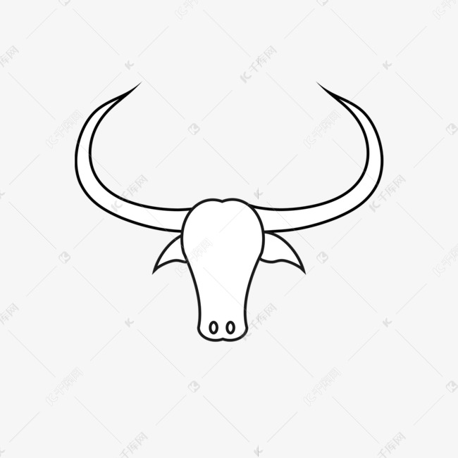 长犄角成角牛剪贴画