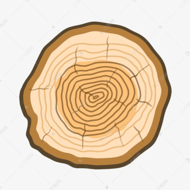 多层次手绘风格树木年轮