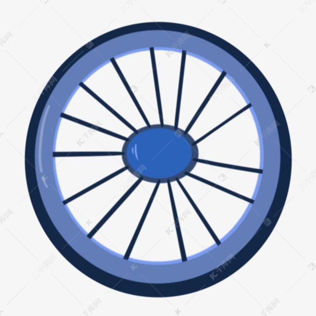 蓝色车轮卡通嬉皮士贴纸