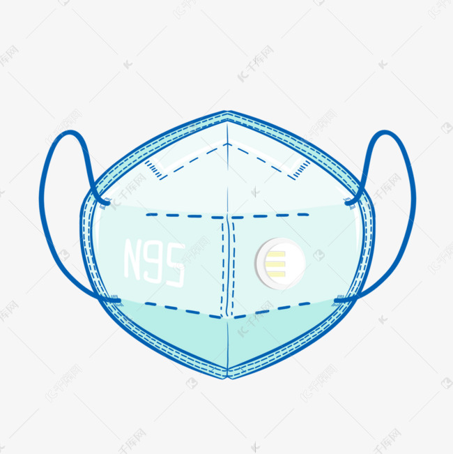 蓝绿色n95型医用防护口罩正面