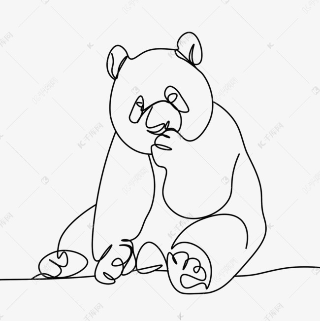 抽象线条画动物熊猫