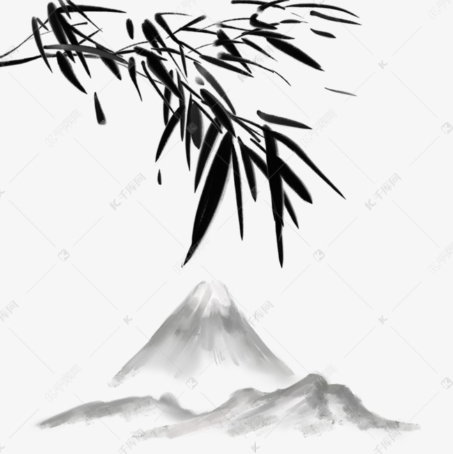 水墨竹子山水画富士山墨竹素材图片免费下载 高清psd 千库网 图片编号