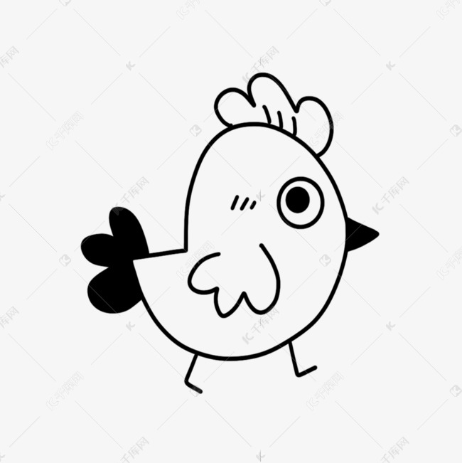 小鸡简笔画黑白图片