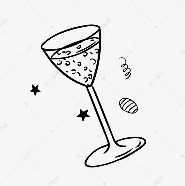 线稿生日涂鸦卡通高脚杯