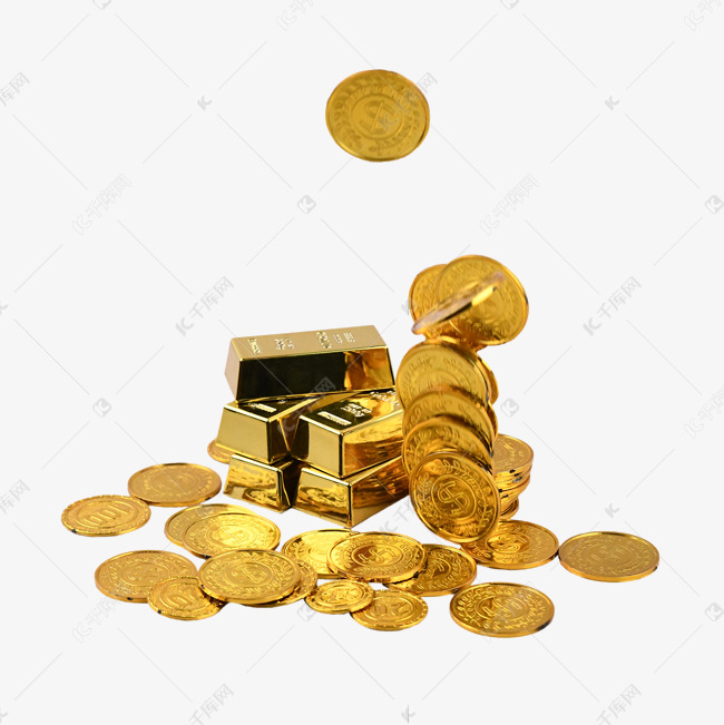 经济财富金条硬币金币堆