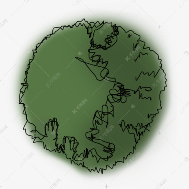 绿色晕染手绘树顶俯视植物简笔画