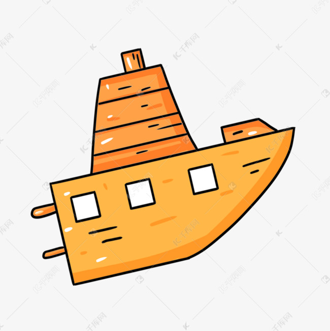 橙色手绘卡通船