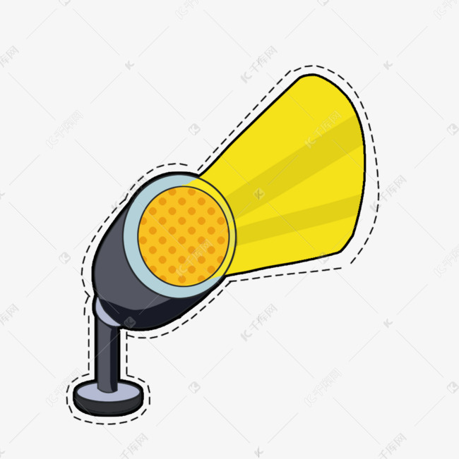 黄色探照灯卡通波普电影贴纸