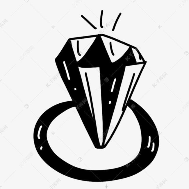 黑白涂鸦钻石线稿