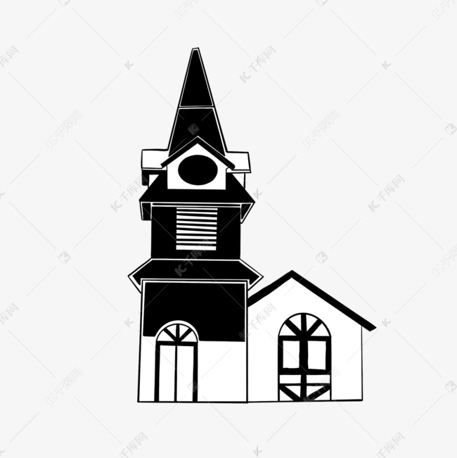 黑白钟楼建筑剪贴画