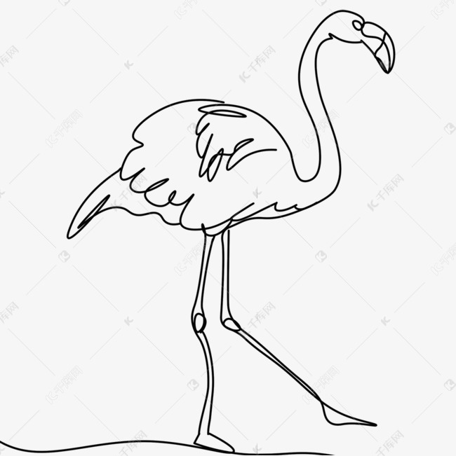 抽象艺术线条画火烈鸟