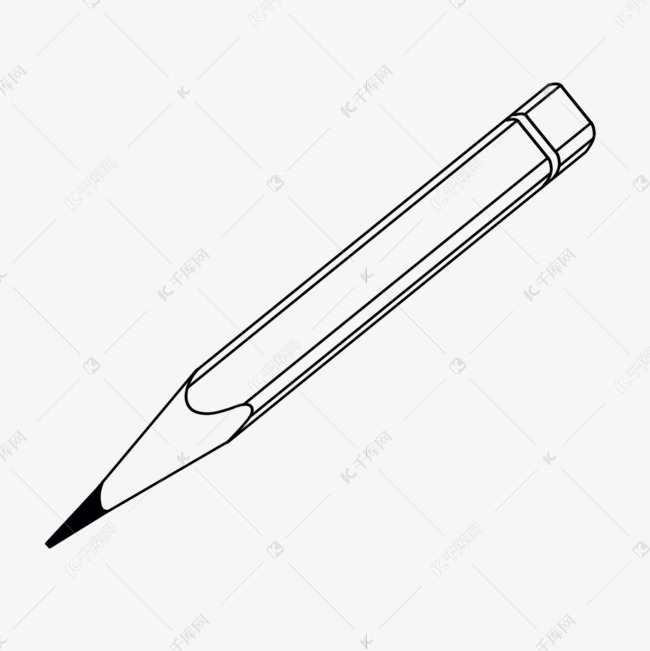 长条形铅笔剪贴画黑白