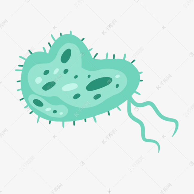 绿色卡通可爱细菌微生物