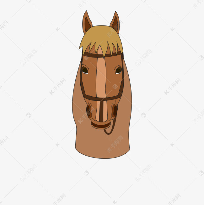 红棕色马头正面带马鞍剪贴画