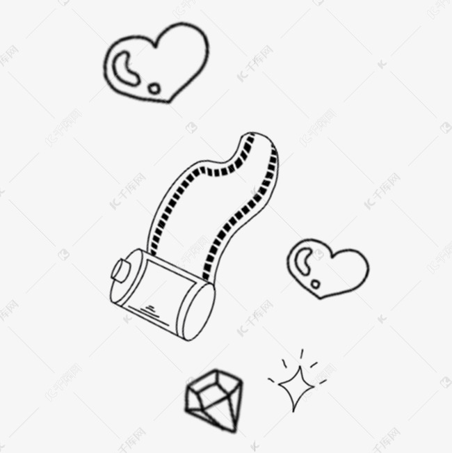 线条心形相机胶卷手绘线稿相机